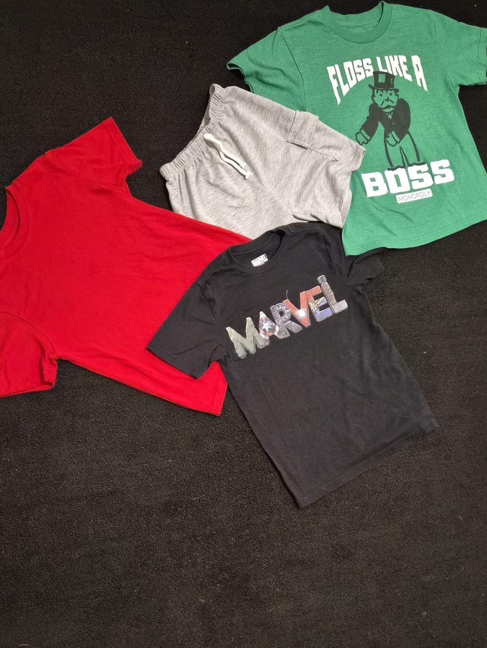 Size 6/7- 3tees & Grey Soft Cargo Shorts Bundle